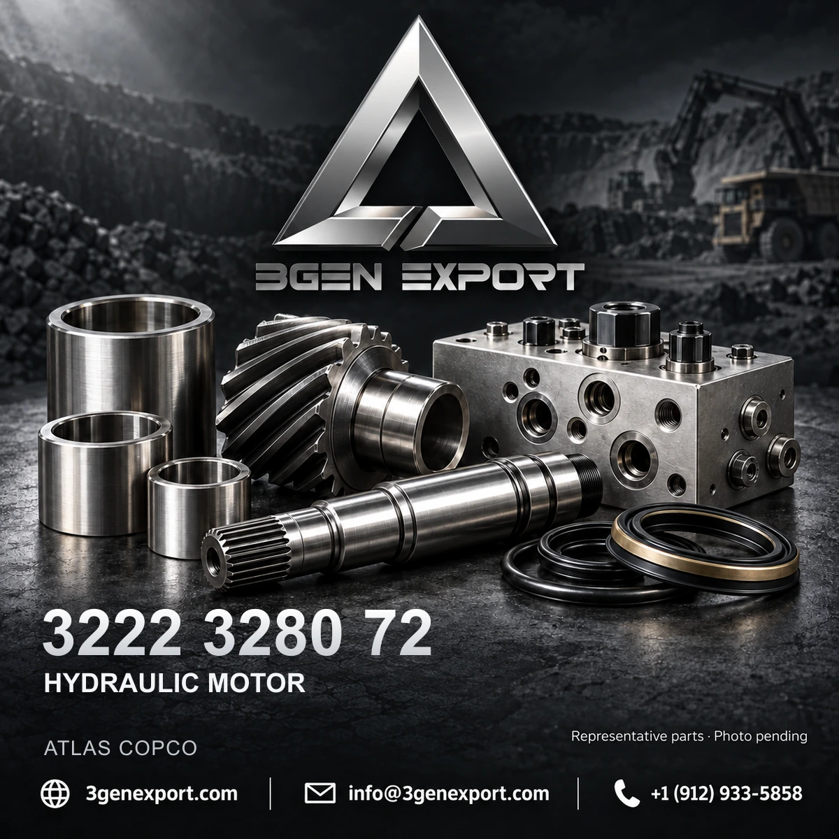 3222328072, 3222 3280 72 Hydraulic Motor Atlas Copco